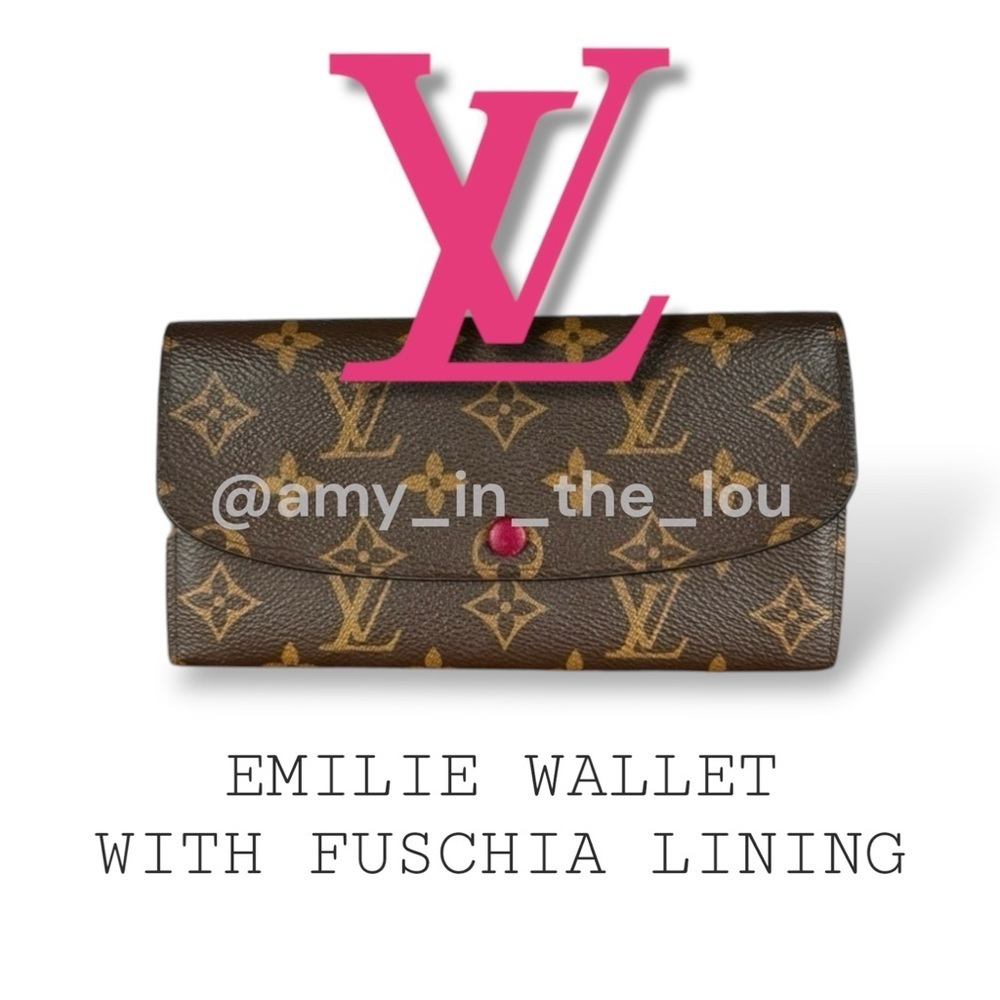 Louis Vuitton Emilie Wallet with Pink Lining and Accents